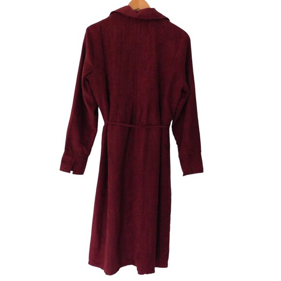 NEW Womens modest Midi Shirt Dress Burgundy Pintuck Button Front Size XL - Picture 6 of 7